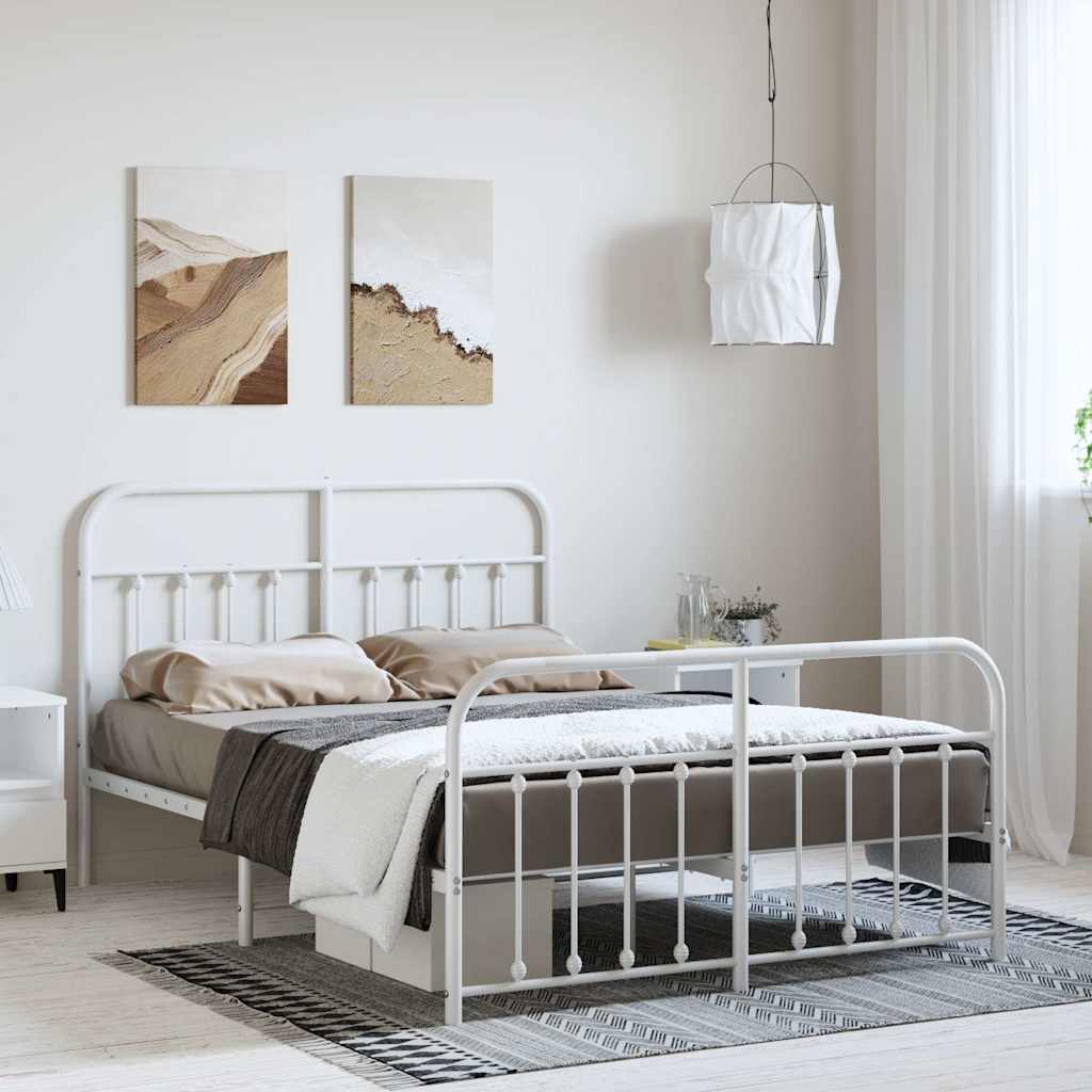 Giroletto con Testiera e Pediera Metallo Bianco 135x190 cm