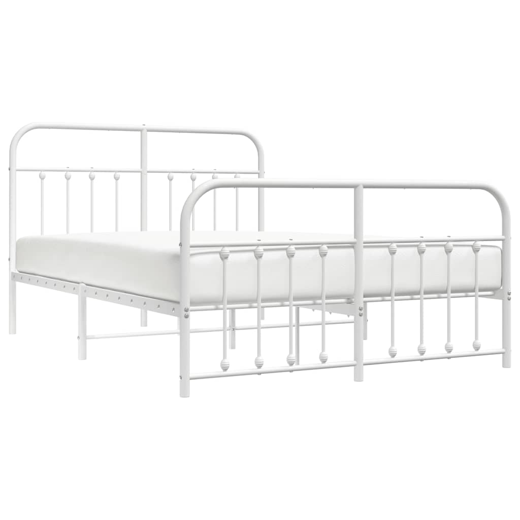 Giroletto con Testiera e Pediera Metallo Bianco 140x190 cm | homemem39