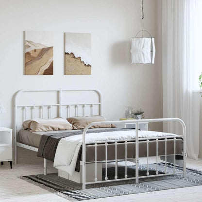 Giroletto con Testiera e Pediera Metallo Bianco 150x200 cm