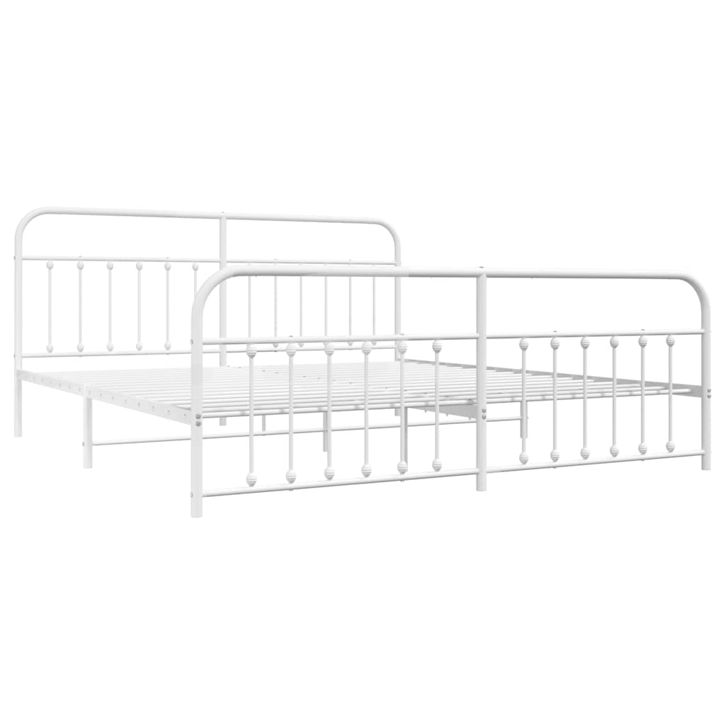 Giroletto con Testiera e Pediera Metallo Bianco 193x203 cm | homemem39