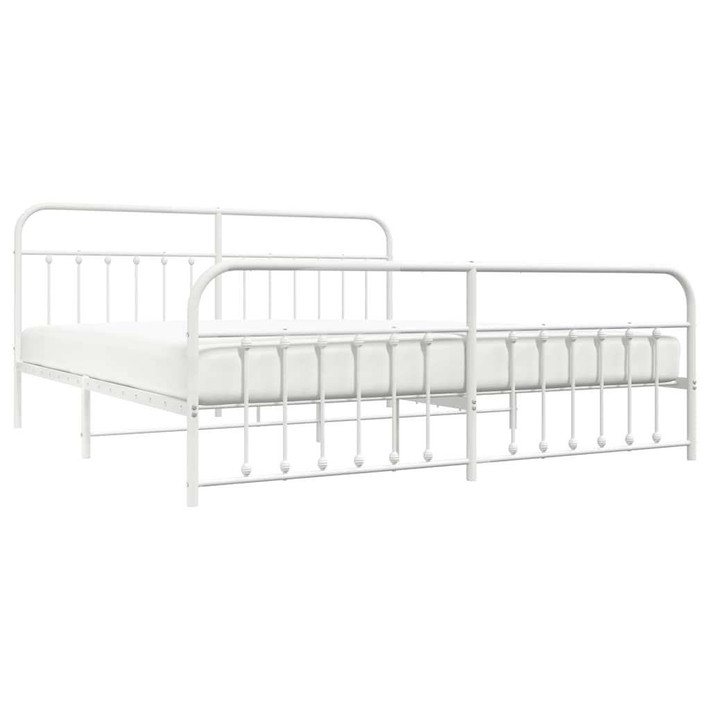 Giroletto con Testiera e Pediera Metallo Bianco 193x203 cm | homemem39