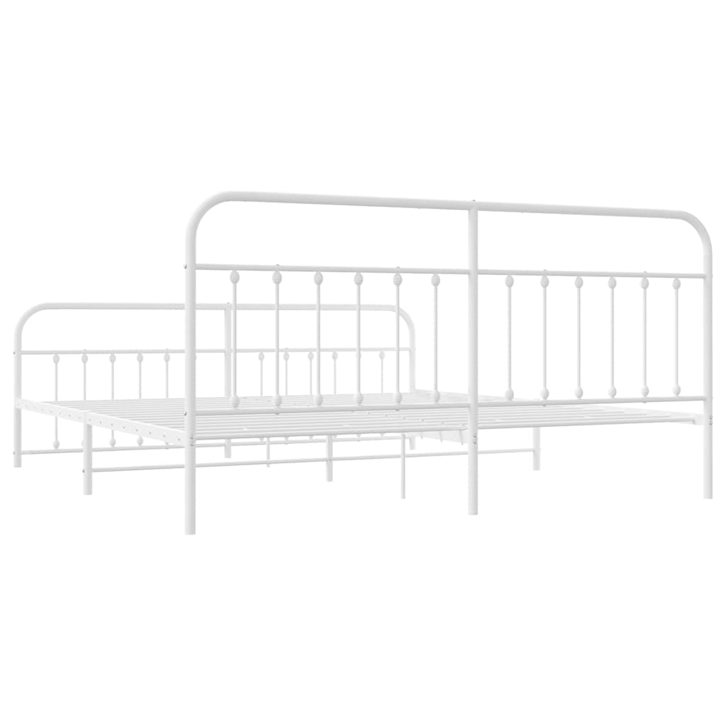 Giroletto con Testiera e Pediera Metallo Bianco 193x203 cm | homemem39