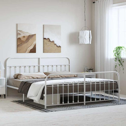 Giroletto con Testiera e Pediera Metallo Bianco 193x203 cm | homemem39