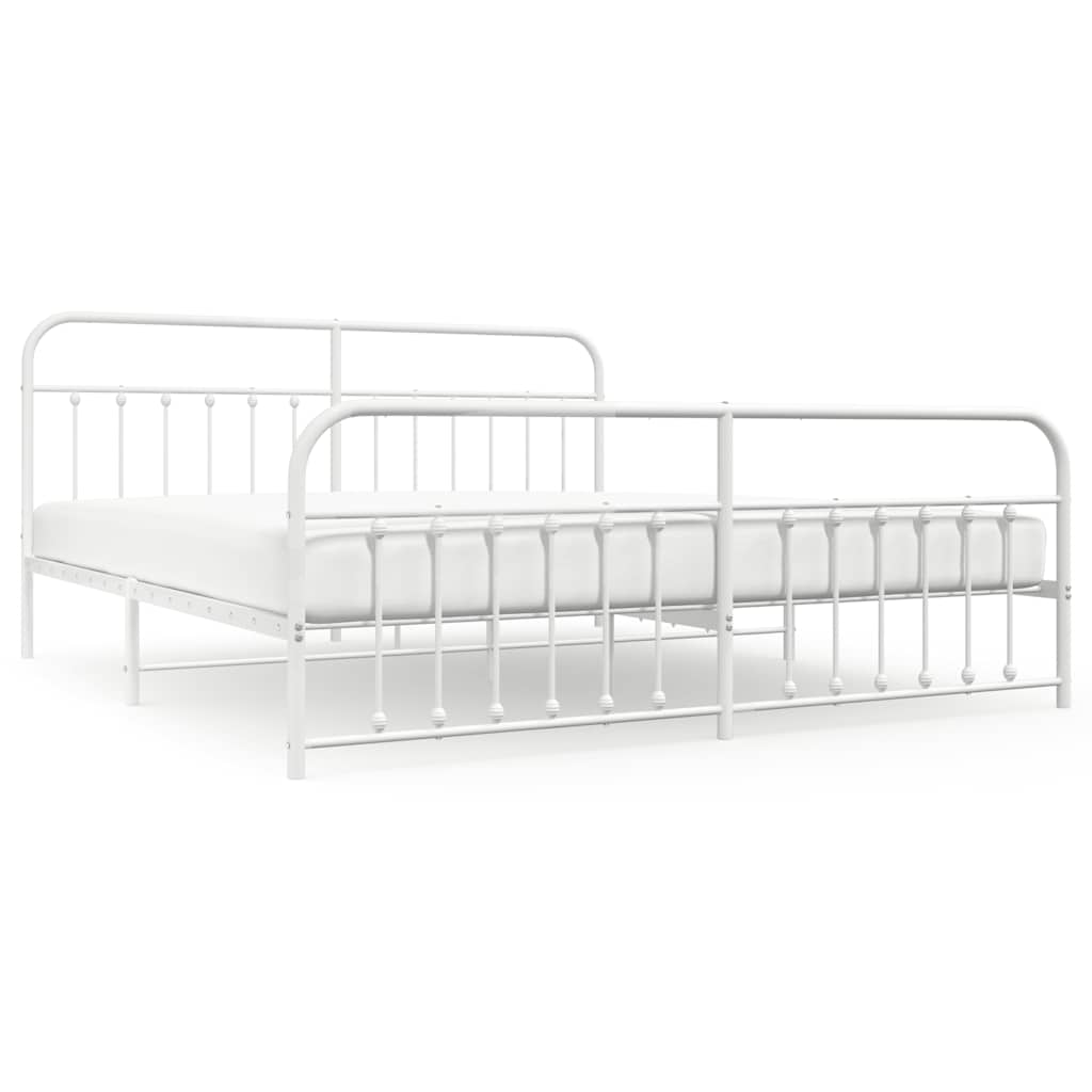 Giroletto con Testiera e Pediera Metallo Bianco 200x200 cm | homemem39