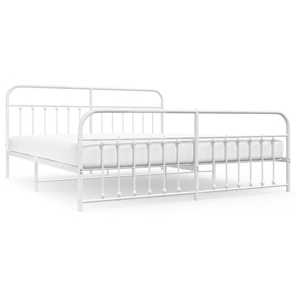 Giroletto con Testiera e Pediera Metallo Bianco 200x200 cm | homemem39