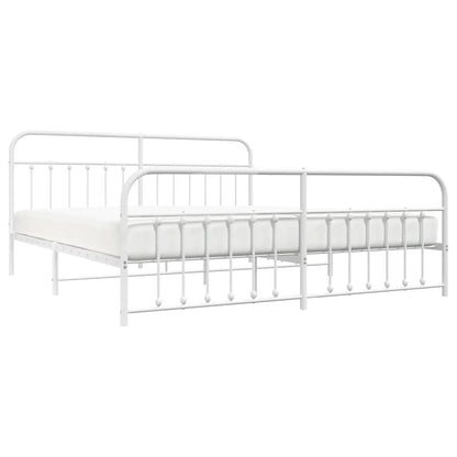 Giroletto con Testiera e Pediera Metallo Bianco 200x200 cm | homemem39