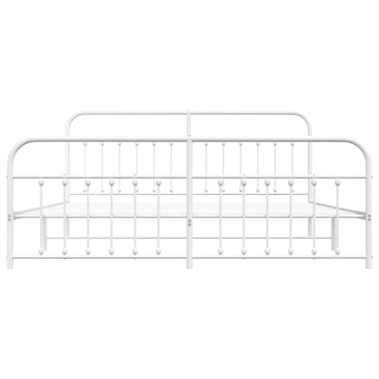 Giroletto con Testiera e Pediera Metallo Bianco 200x200 cm | homemem39