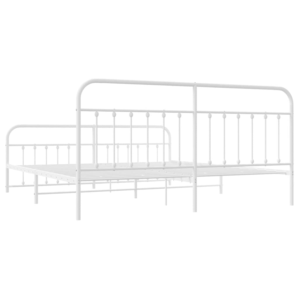 Giroletto con Testiera e Pediera Metallo Bianco 200x200 cm | homemem39