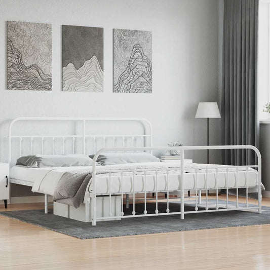 Giroletto con Testiera e Pediera Metallo Bianco 200x200 cm | homemem39