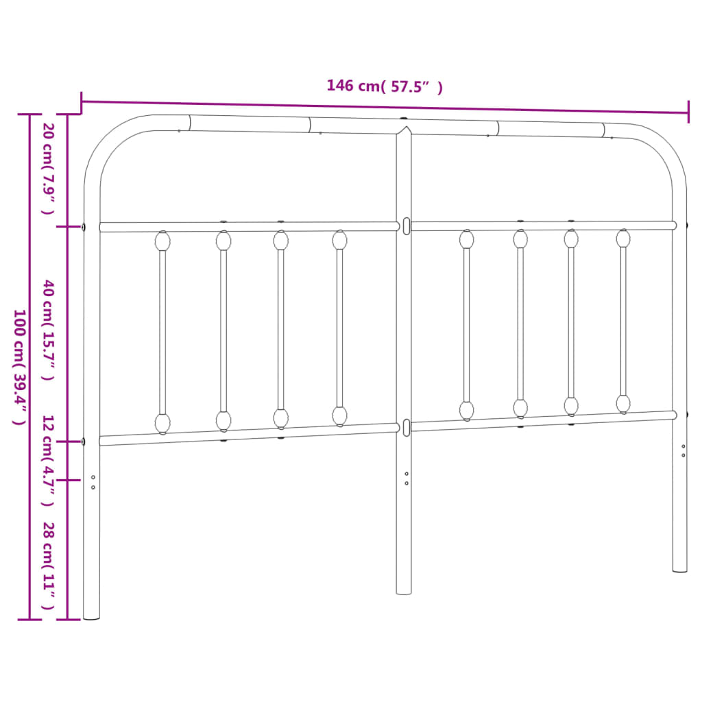 Testiera di Ricambio in Metallo Bianco 140 cm | homemem39