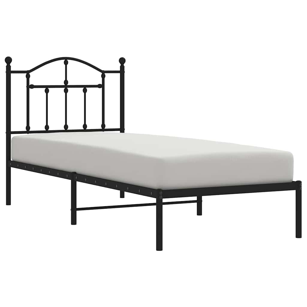 Giroletto con Testiera in Metallo Nero 90x190 cm | homemem39