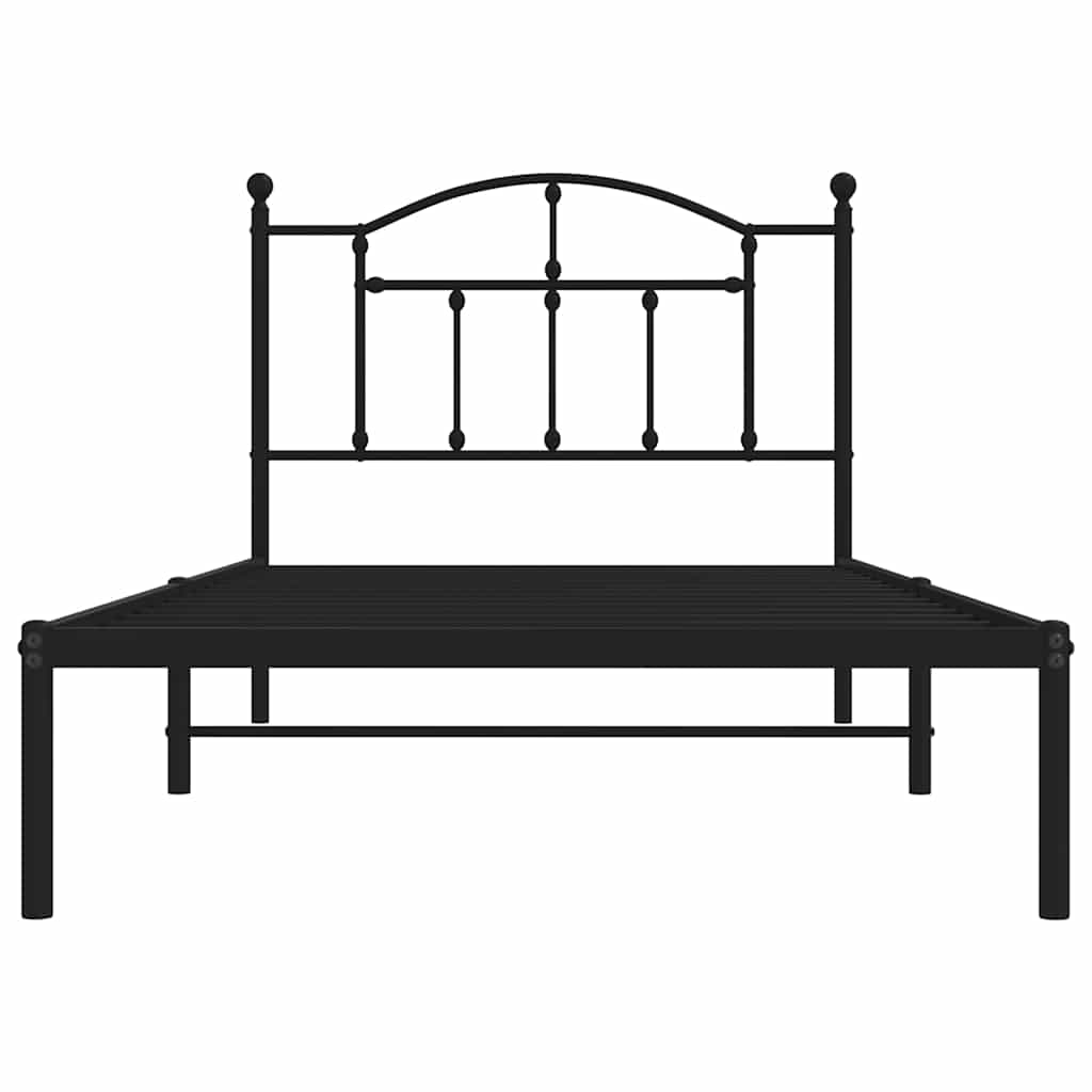 Giroletto con Testiera in Metallo Nero 100x190 cm