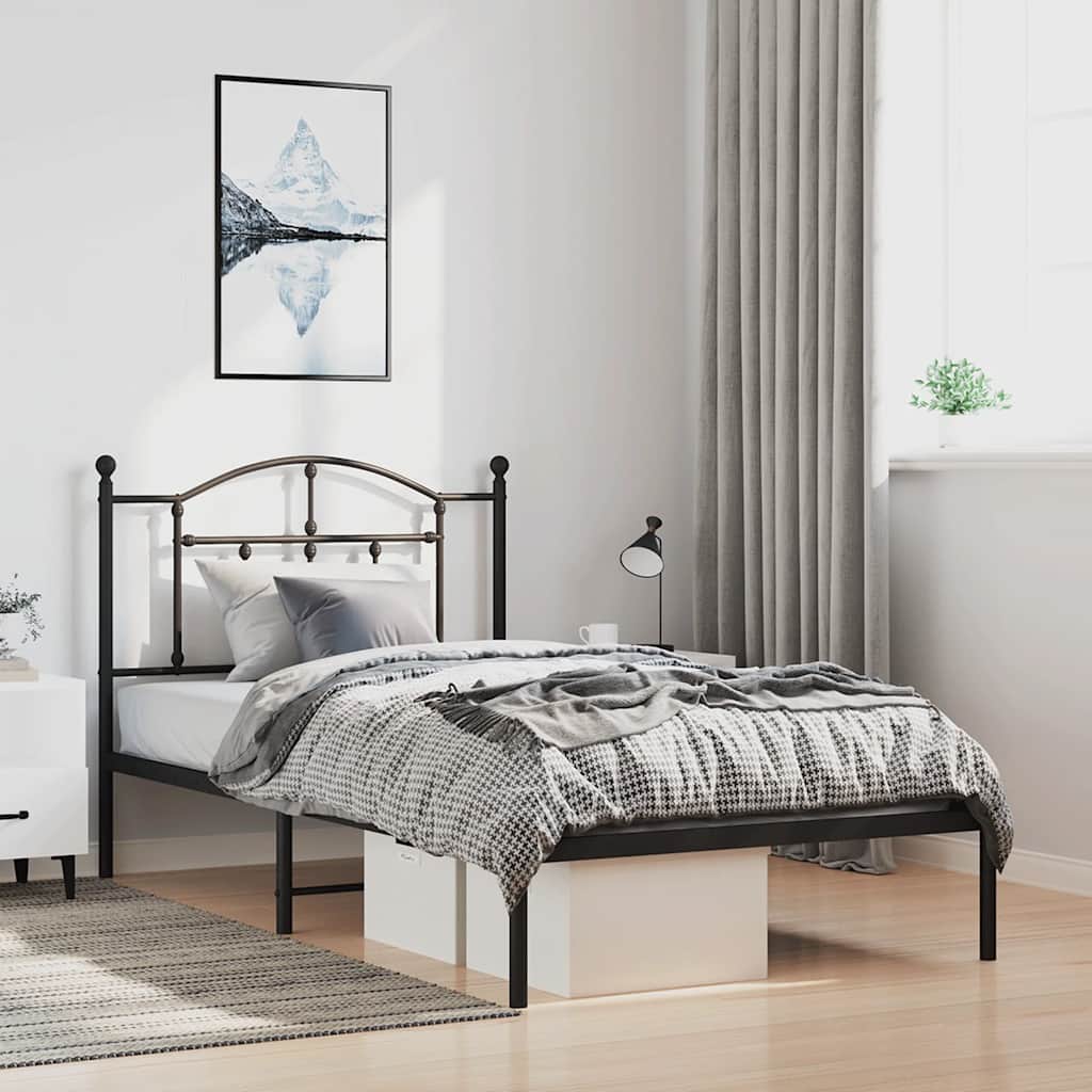 Giroletto con Testiera in Metallo Nero 100x190 cm | homemem39