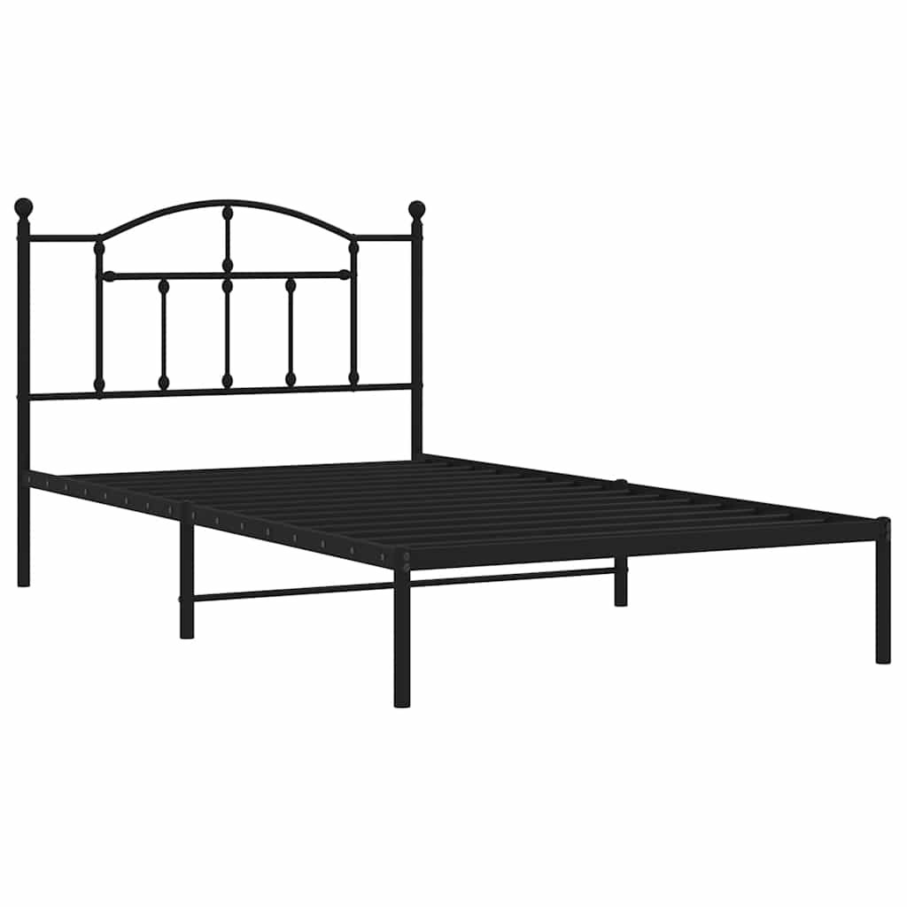 Giroletto con Testiera Metallo Nero 100x200 cm | homemem39