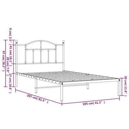 Giroletto con Testiera Metallo Nero 100x200 cm | homemem39