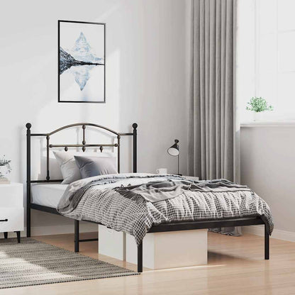 Giroletto con Testiera Metallo Nero 100x200 cm | homemem39