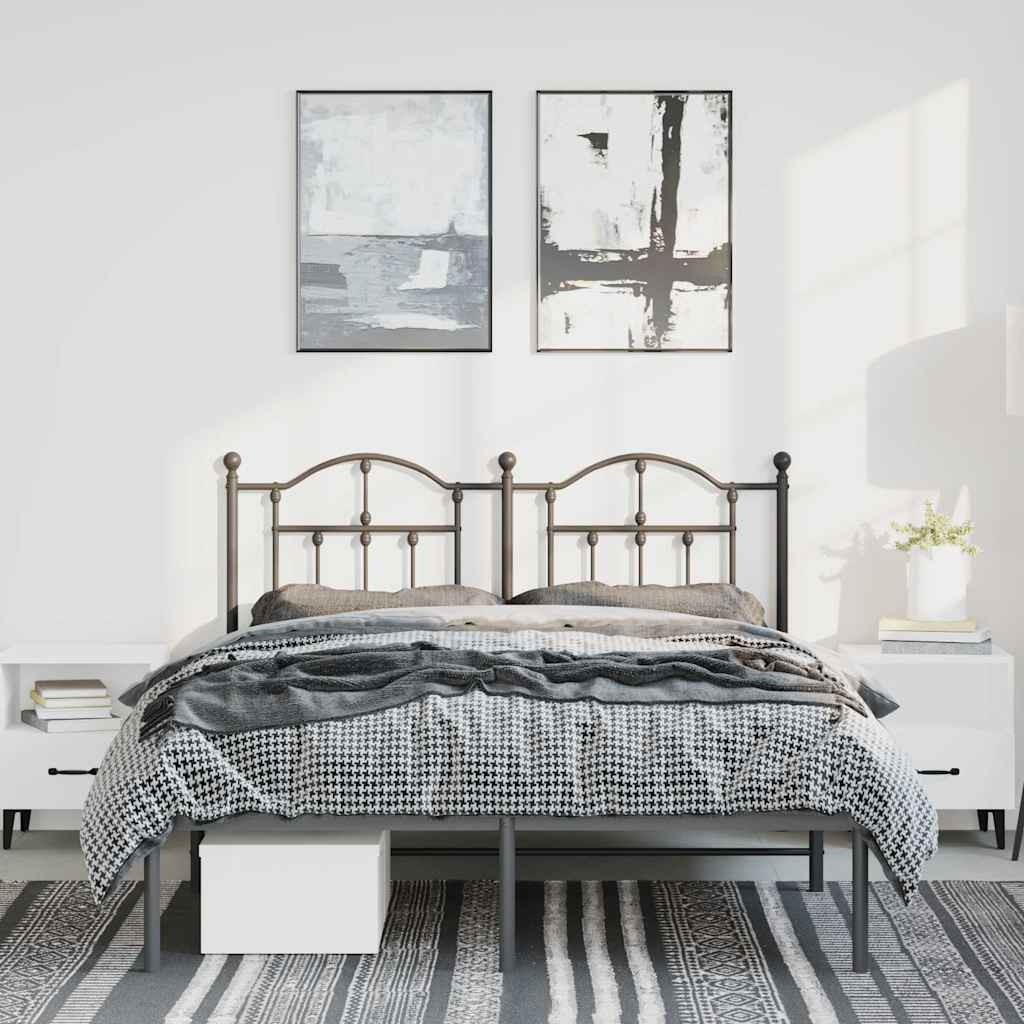 Giroletto con Testiera in Metallo Nero 135x190 cm