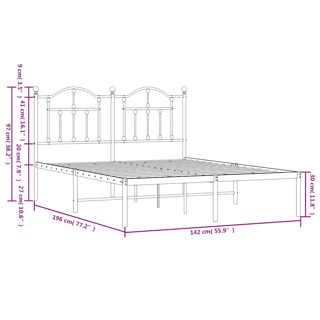 Giroletto con Testiera in Metallo Nero 135x190 cm | homemem39