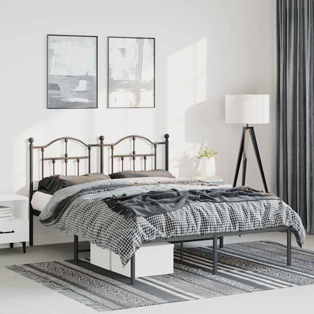 Giroletto con Testiera in Metallo Nero 135x190 cm
