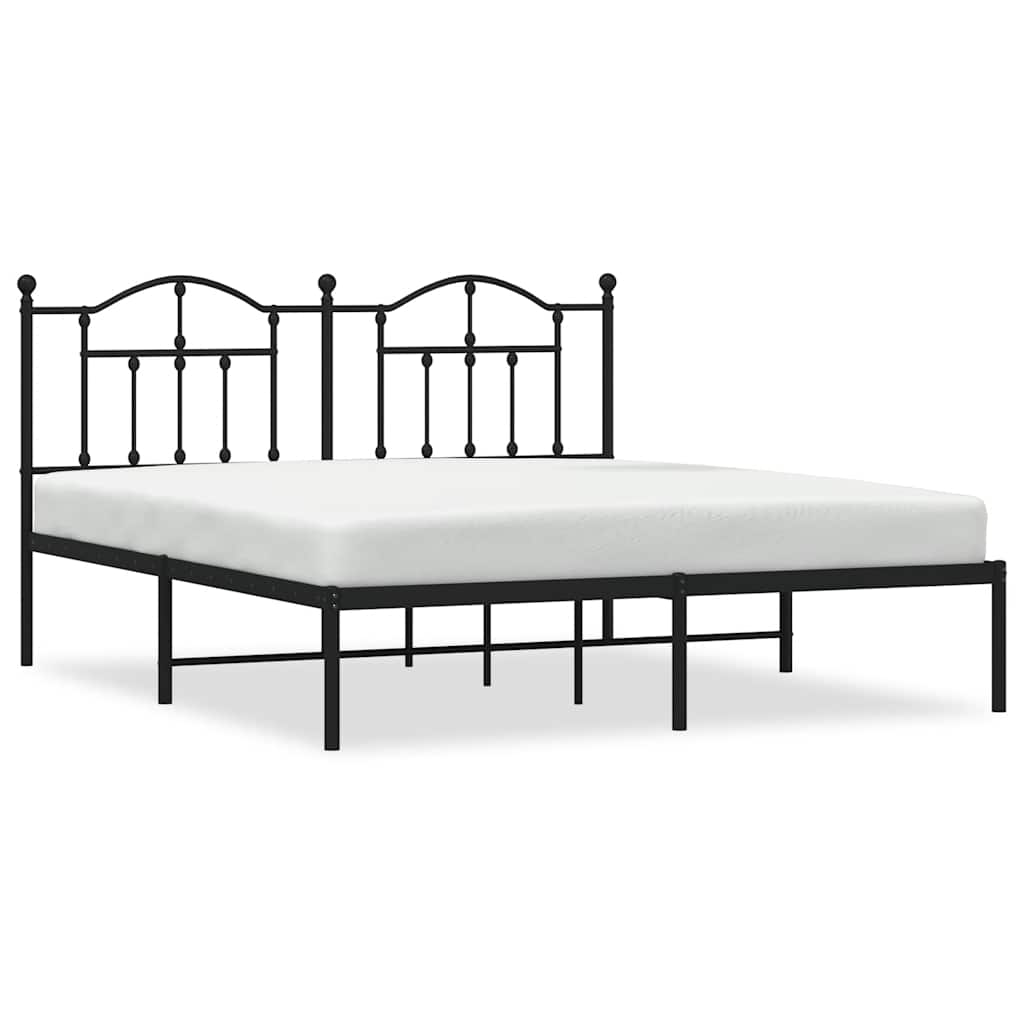Giroletto con Testiera in Metallo Nero 160x200 cm | homemem39
