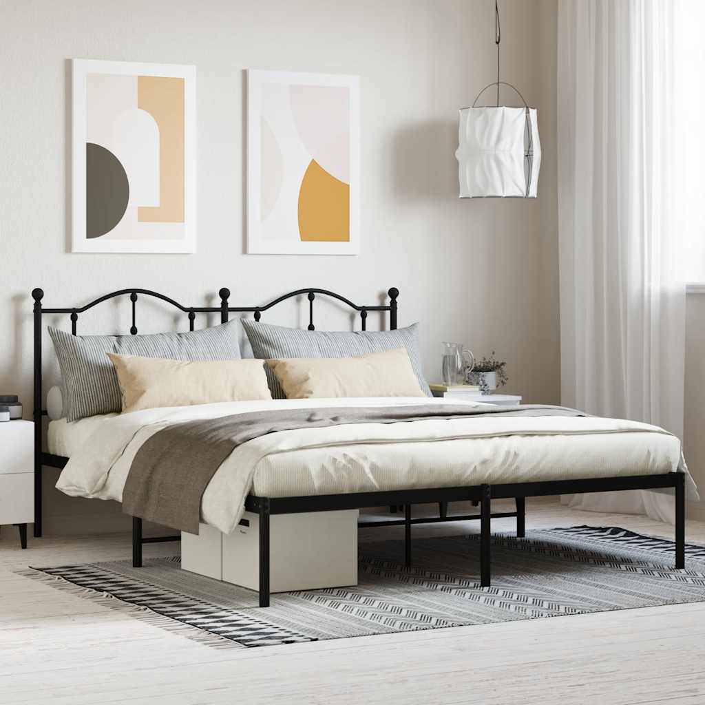 Giroletto con Testiera in Metallo Nero 160x200 cm | homemem39