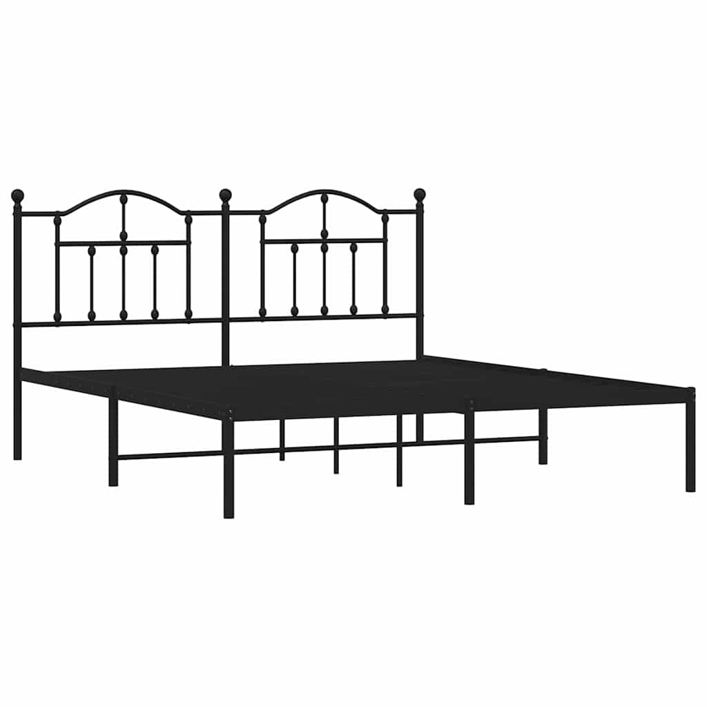 Giroletto con Testiera in Metallo Nero 180x200 cm | homemem39