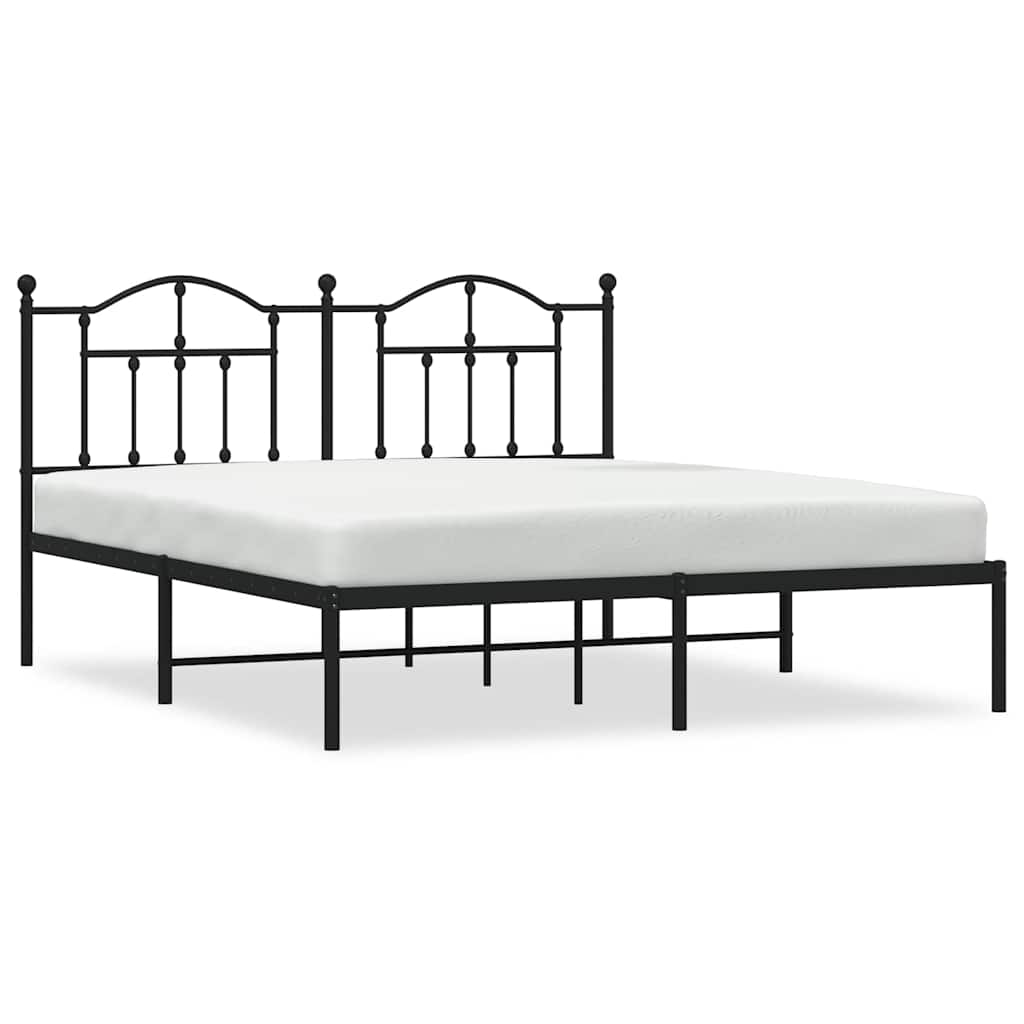 Giroletto con Testiera in Metallo Nero 183x213 cm