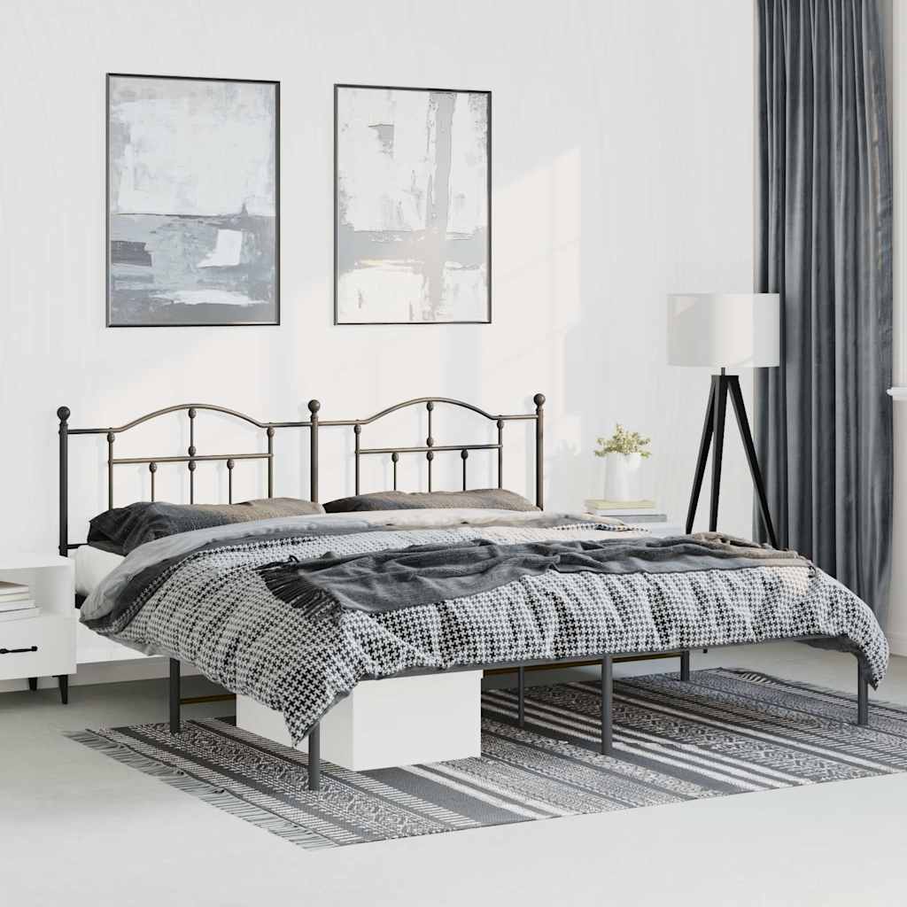 Giroletto con Testiera in Metallo Nero 183x213 cm
