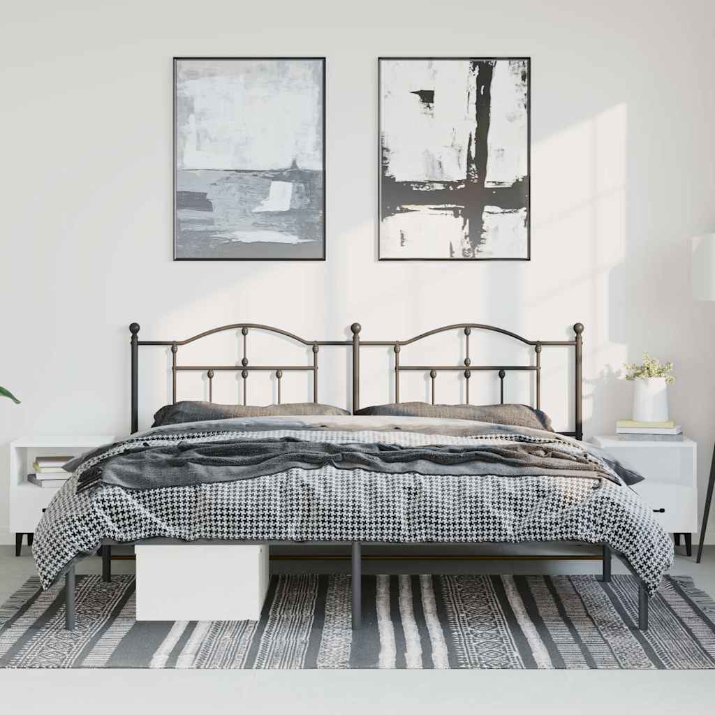 Giroletto con Testiera in Metallo Nero 193x203 cm