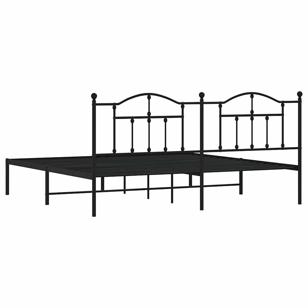 Giroletto con Testiera in Metallo Nero 193x203 cm
