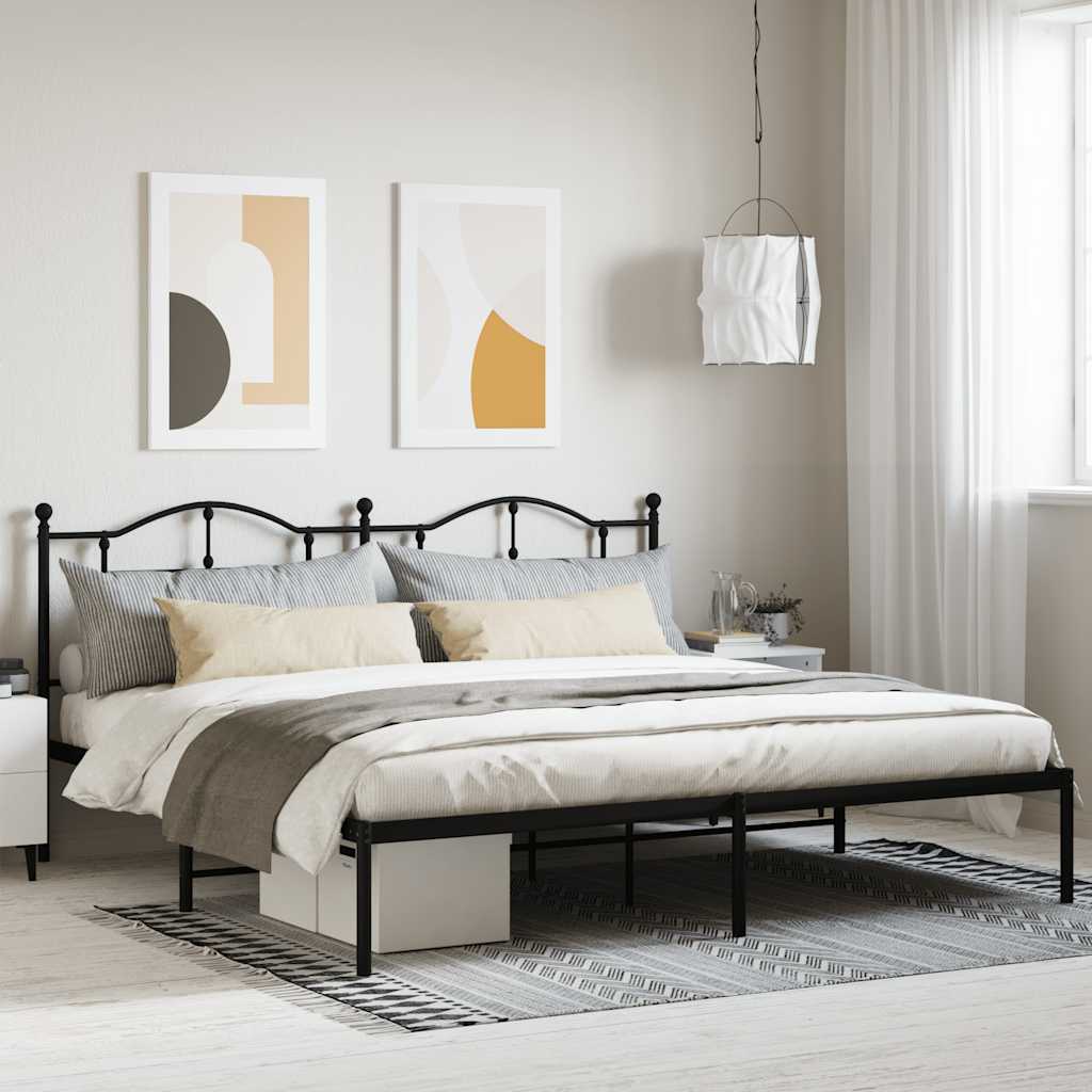 Giroletto con Testiera in Metallo Nero 200x200 cm | homemem39