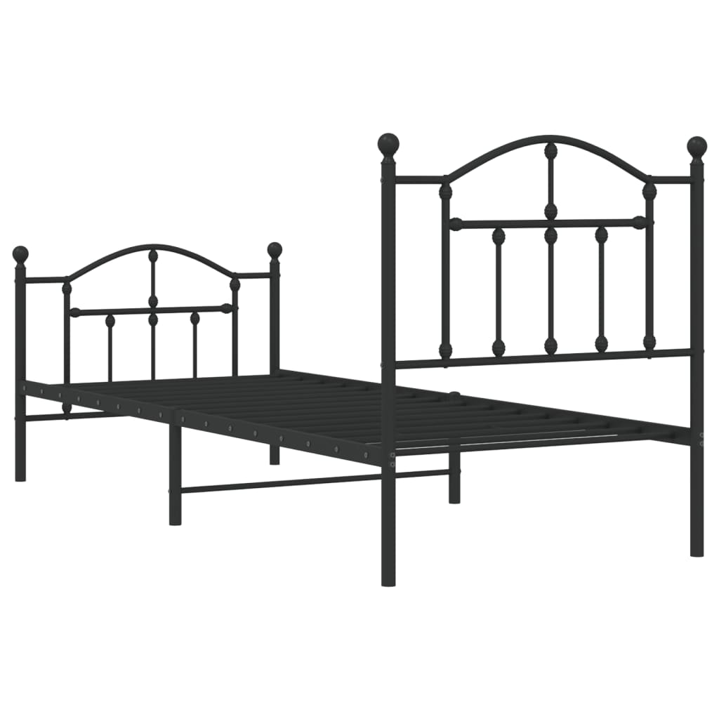 Giroletto con Testiera e Pediera Metallo Nero 80x200 cm - homemem39