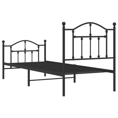 Giroletto con Testiera e Pediera Metallo Nero 90x200 cm - homemem39