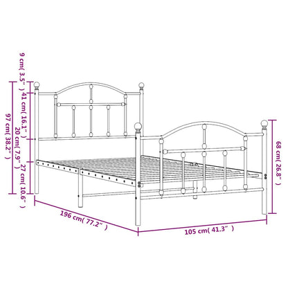 Giroletto con Testiera e Pediera Metallo Nero 100x190 cm - homemem39