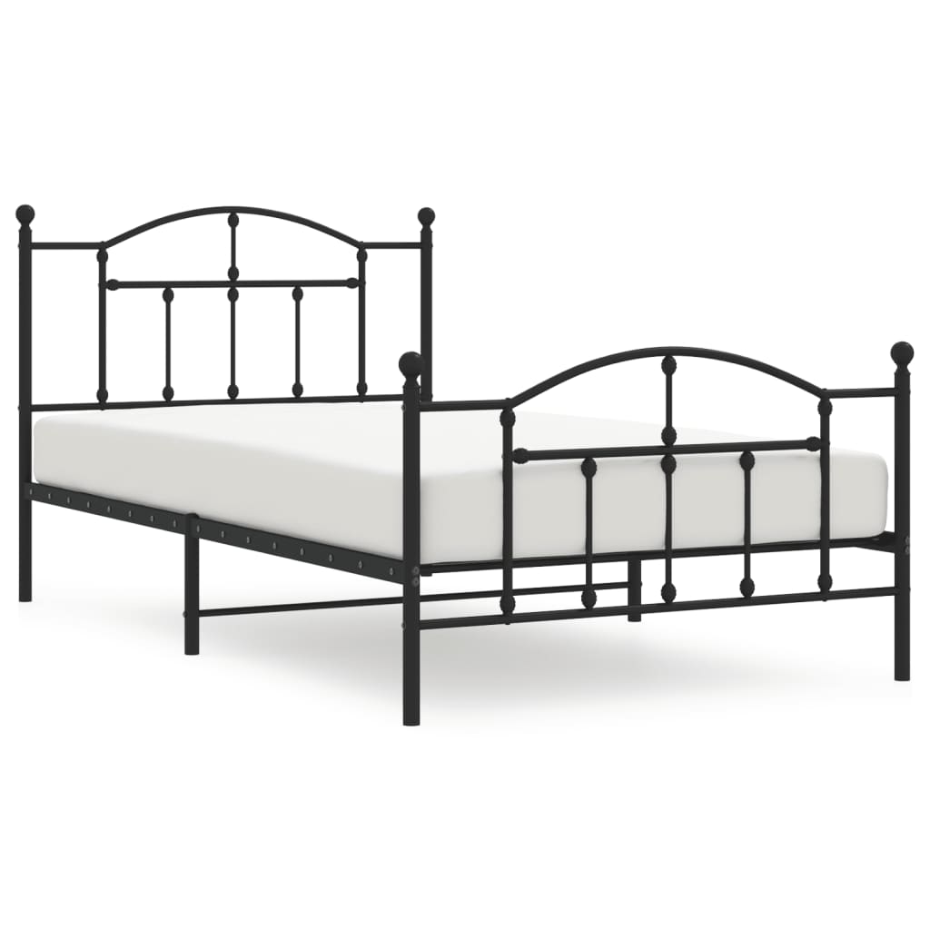 Giroletto con Testiera e Pediera Metallo Nero 107x203 cm