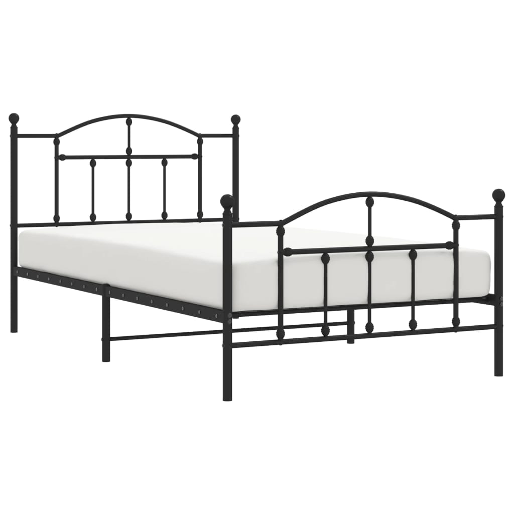 Giroletto con Testiera e Pediera Metallo Nero 107x203 cm
