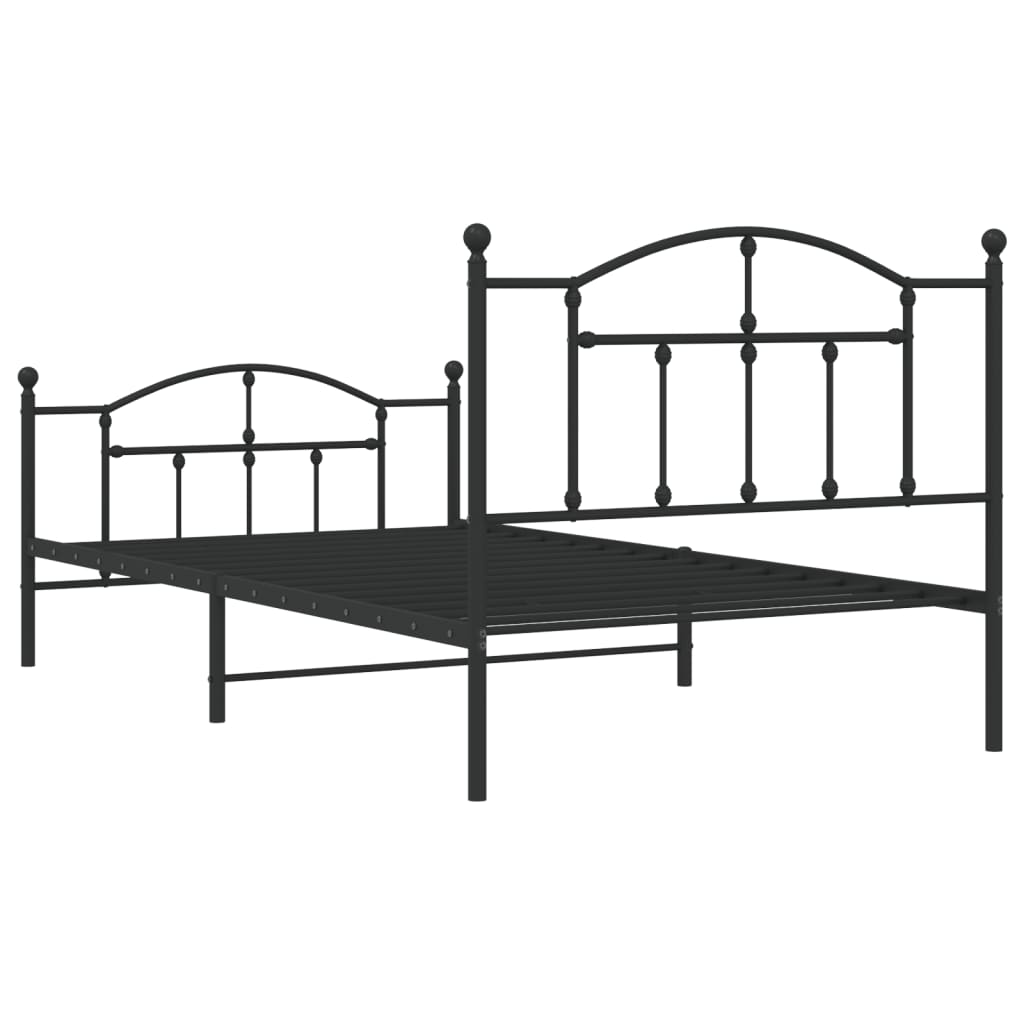 Giroletto con Testiera e Pediera Metallo Nero 107x203 cm | homemem39