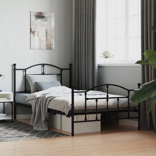 Giroletto con Testiera e Pediera Metallo Nero 107x203 cm | homemem39