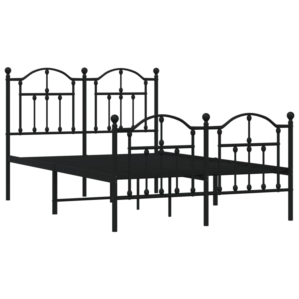 Giroletto con Testiera e Pediera Metallo Nero 120x190 cm
