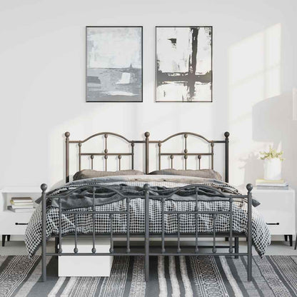 Giroletto con Testiera e Pediera Metallo Nero 135x190 cm