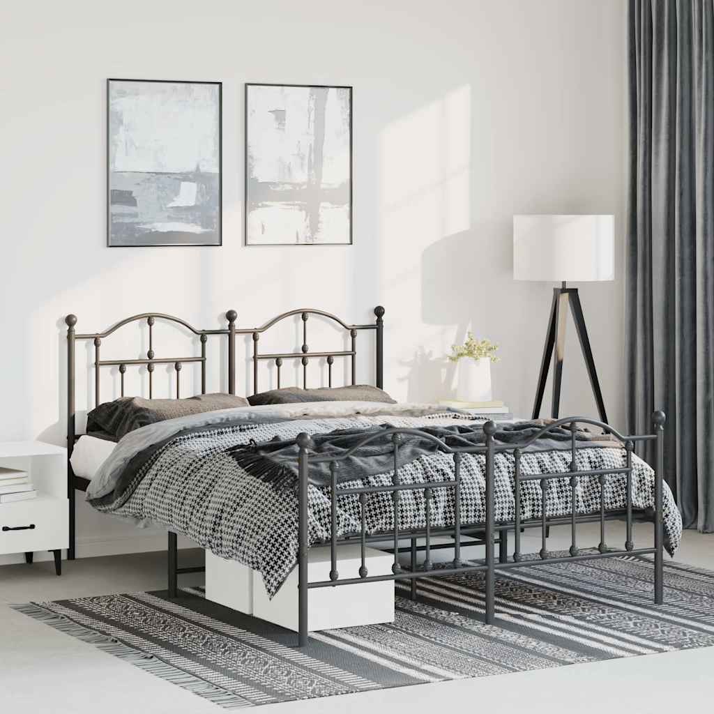 Giroletto con Testiera e Pediera Metallo Nero 135x190 cm