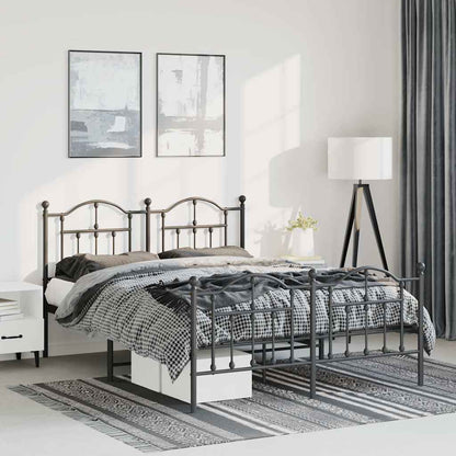 Giroletto con Testiera e Pediera Metallo Nero 135x190 cm