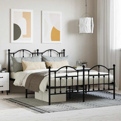 Giroletto con Testiera e Pediera Metallo Nero 140x190 cm | homemem39