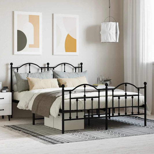 Giroletto con Testiera e Pediera Metallo Nero 140x190 cm | homemem39