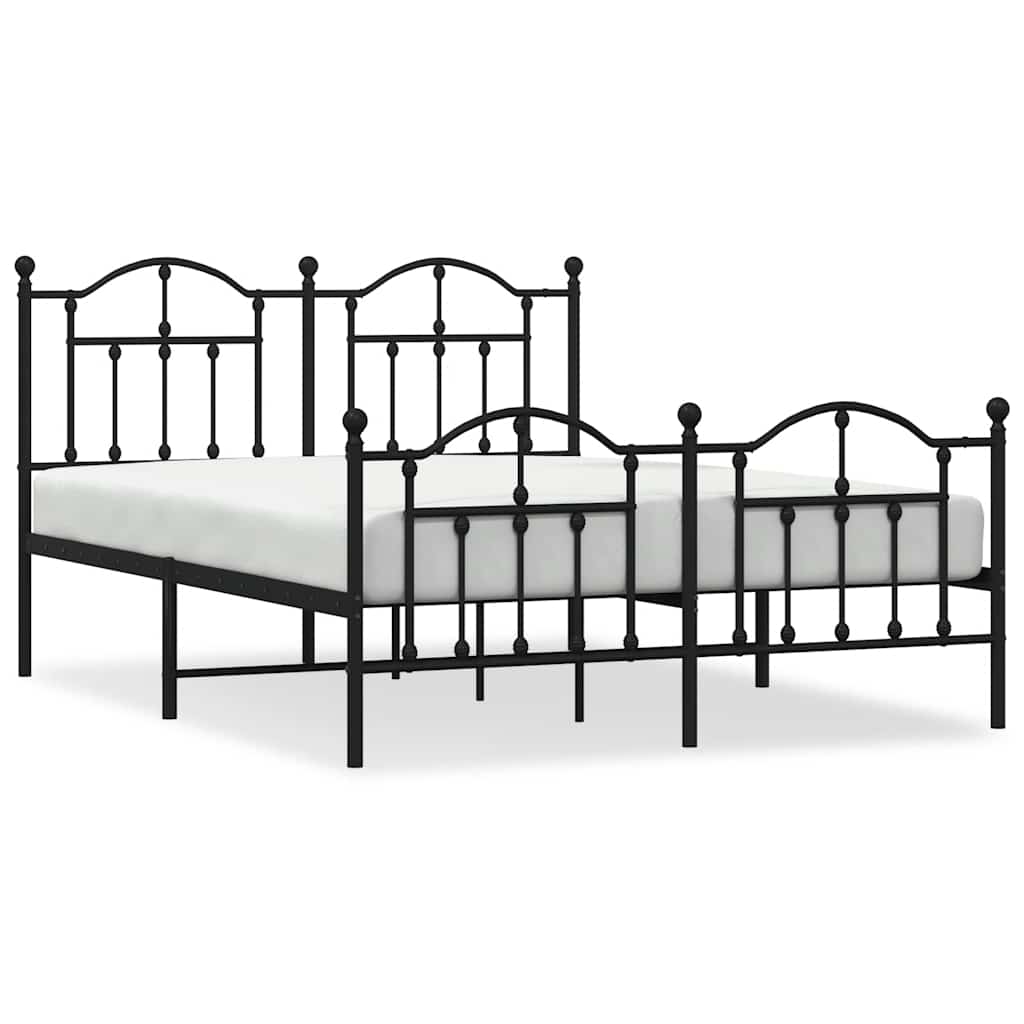 Giroletto con Testiera e Pediera Metallo Nero 140x200 cm | homemem39
