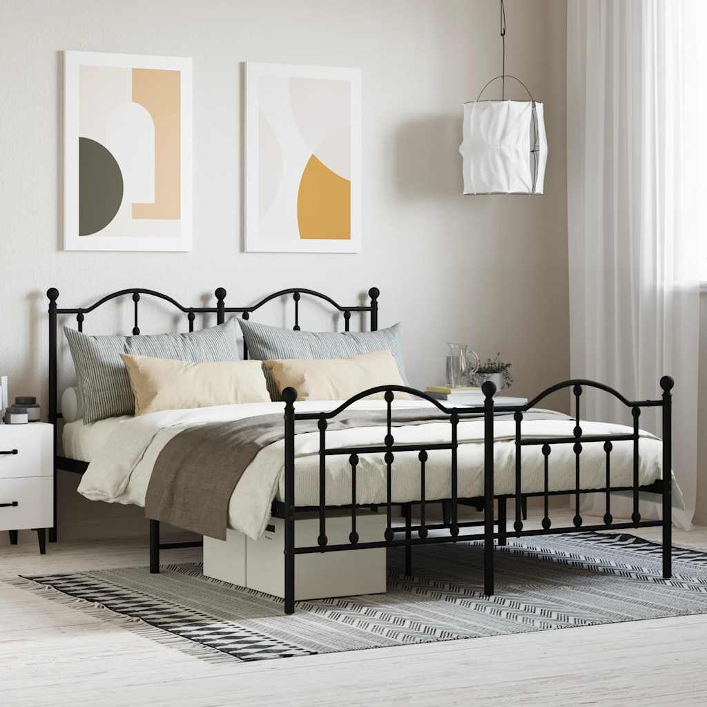 Giroletto con Testiera e Pediera Metallo Nero 140x200 cm | homemem39
