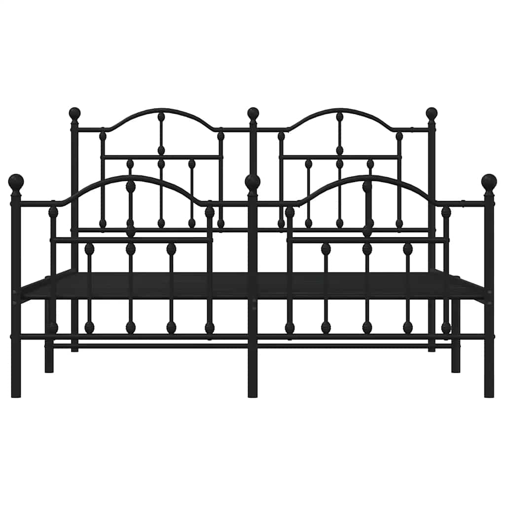 Giroletto con Testiera e Pediera Metallo Nero 150x200 cm | homemem39