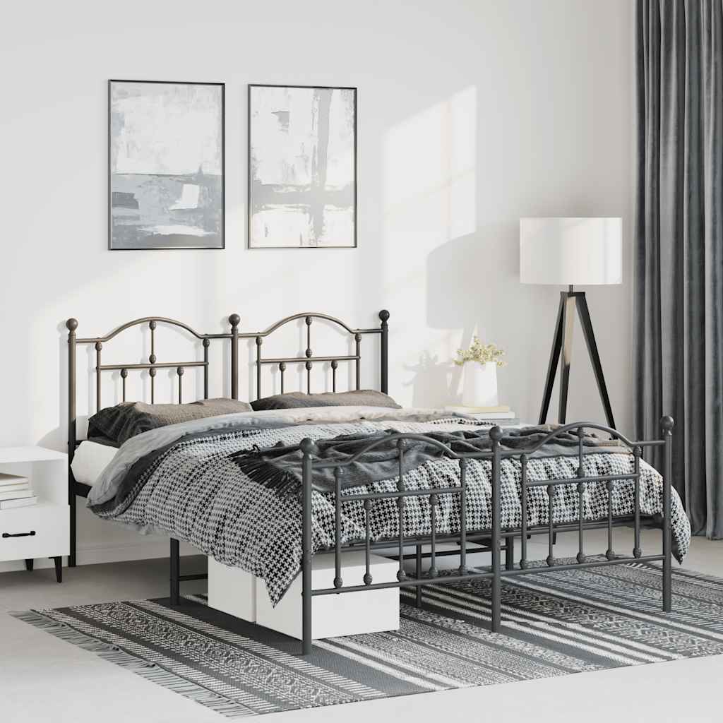 Giroletto con Testiera e Pediera Metallo Nero 150x200 cm | homemem39
