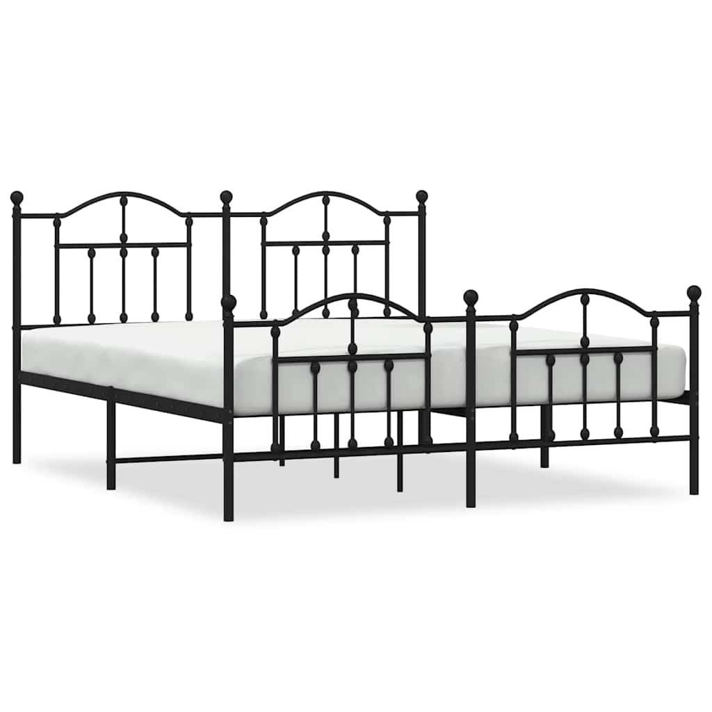 Giroletto con Testiera e Pediera Metallo Nero 183x213 cm | homemem39