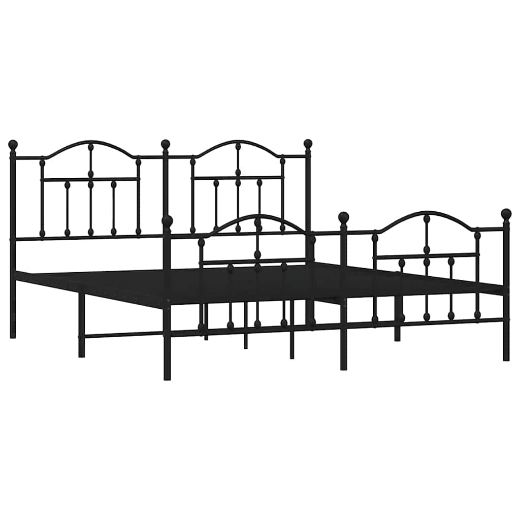 Giroletto con Testiera e Pediera Metallo Nero 183x213 cm | homemem39